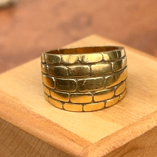 18KT Yellow Gold Wide Brick Design Cigar Band Custom Ring - LSJ