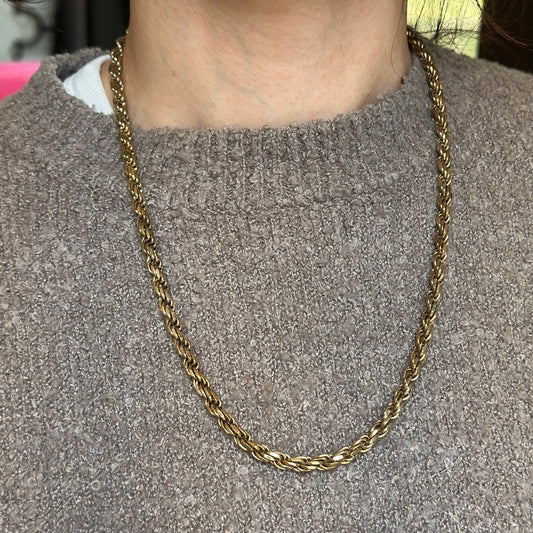Estate Gold-Plated Sterling Silver 5mm Rope Chain Necklace 21.75" - LSJ