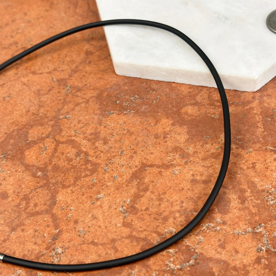 Stainless Steel + 3mm Black Nitrile Rubber Swap Necklace No Clasp