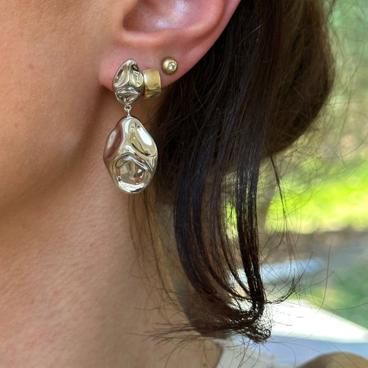 Sterling Silver Abstract Modern Dangle Earrings - LSJ