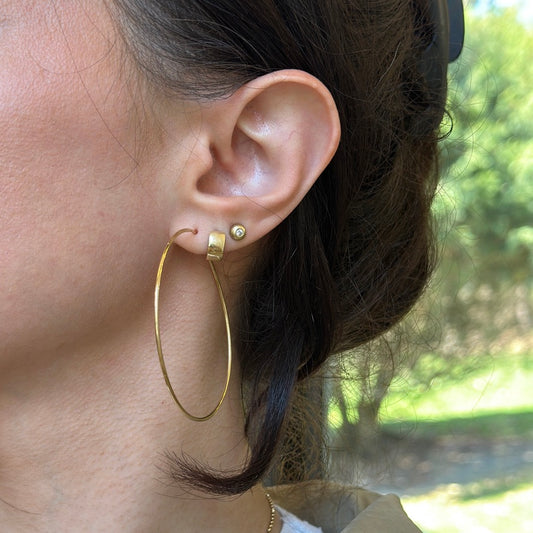 10KT Yellow Gold Thin Endless Tube Hoop Earrings 60mm - LSJ