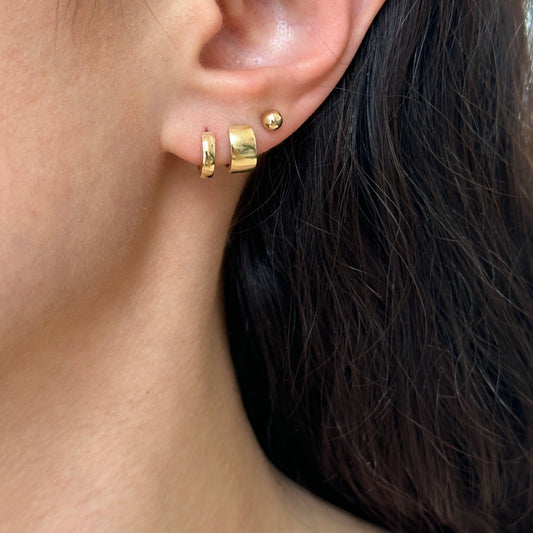 14KT Yellow Gold Solid Hinged Huggie Hoop Earrings 9.5mm