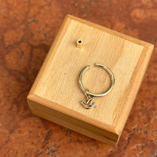 10KT Yellow Gold Circle Round Carabiner Clasp Pendant Hanger