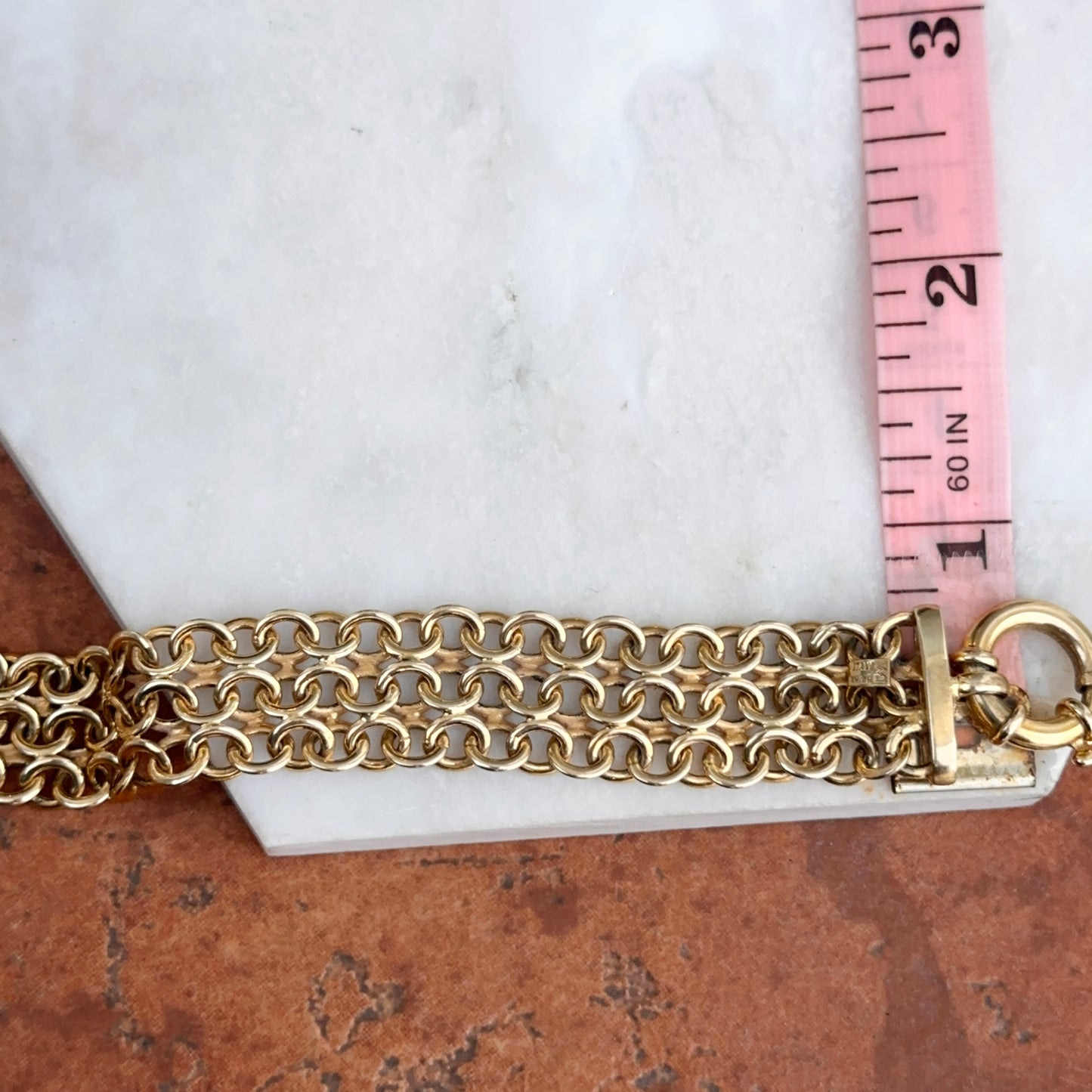 Estate 14KT Yellow Gold Open Weave Bracelet + Fancy Spring Clasp