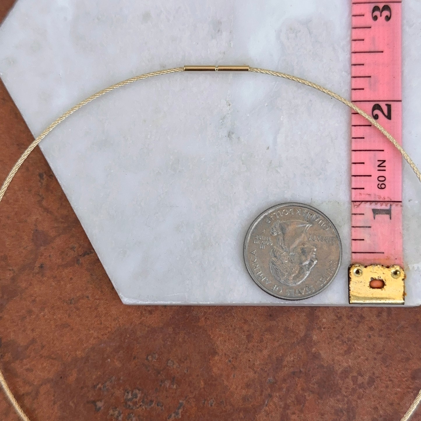 14KT Yellow Gold 1.1mm Cable Twist Wire Choker Necklace