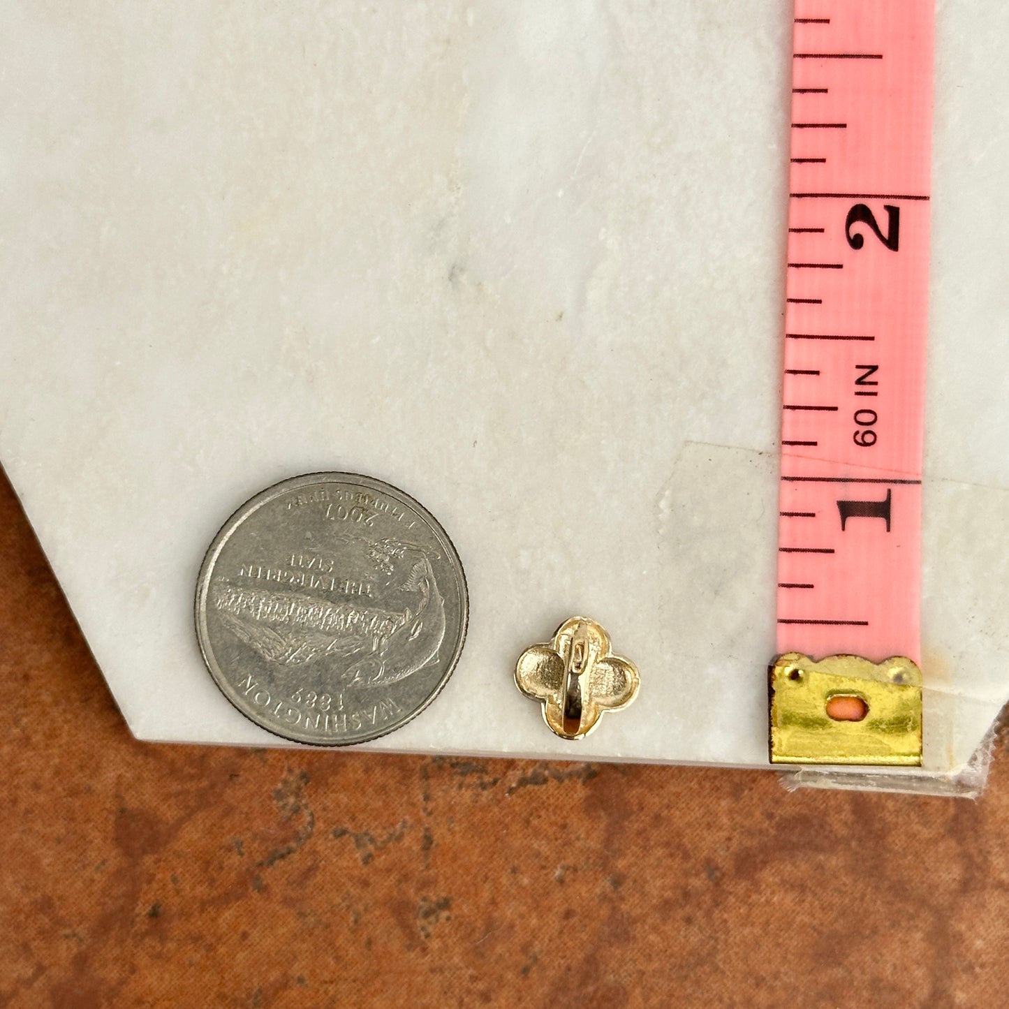 14KT Yellow Gold 4 Leaf Clover Huggie Hoop Earrings