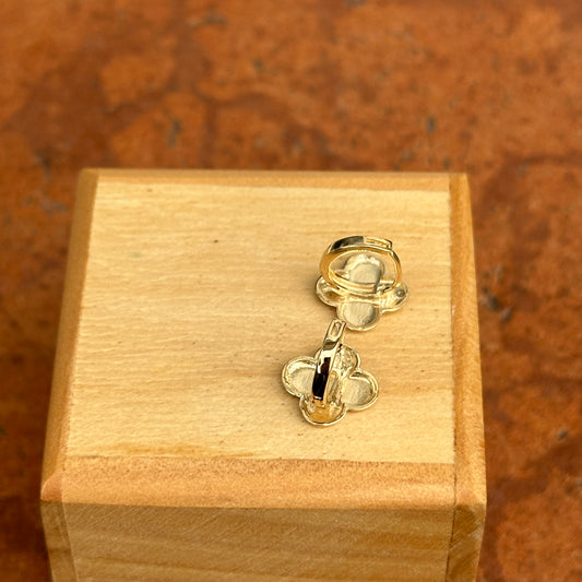 14KT Yellow Gold 4 Leaf Clover Huggie Hoop Earrings