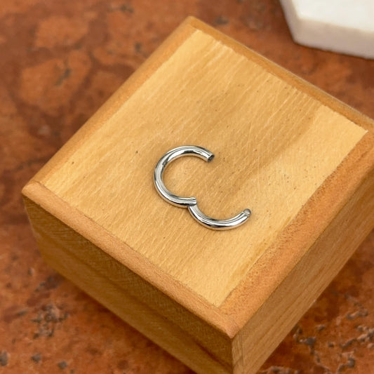 14KT White Gold Solid Round Push Lock Style Clasp Charm Holder 12.2mm