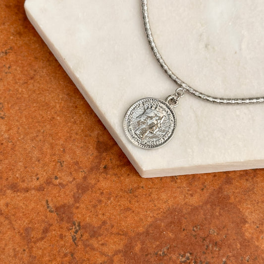 Sterling Silver Elizabeth II Coin Pendant Necklace