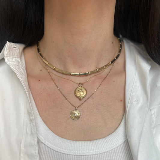 Estate 14KT Yellow Gold Matte Roman Coin Replica Charm Pendant Peter Brams