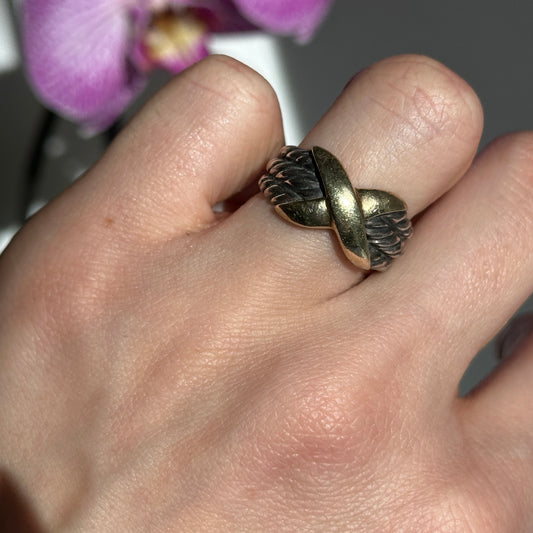 SOLD Estate David Yurman 14KT Yellow Gold + Sterling Silver X Ring