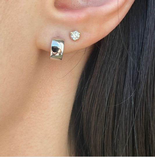 10KT White Gold Hinged Huggie Hoop Earrings 9mm