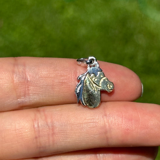14KT Yellow and White Gold Reversible Horse Head Pendant Charm
