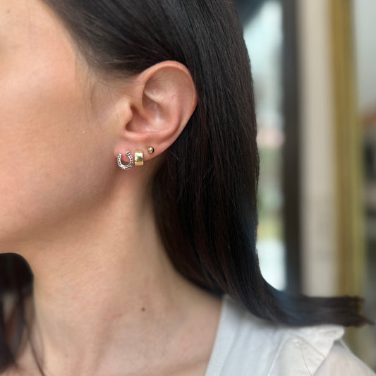 Sterling Silver Detailed Horseshoe Stud Earrings