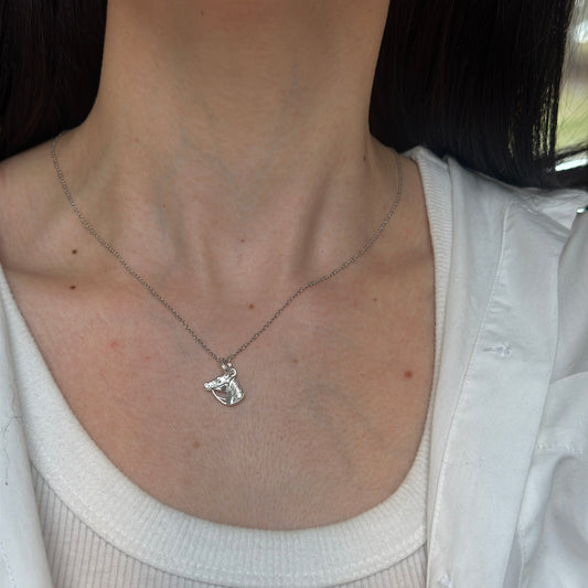 Sterling Silver 3D Horse Head with Bridle Pendant Charm