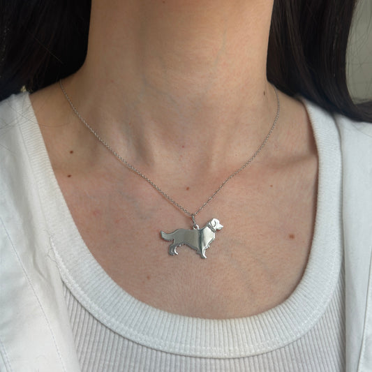 Sterling Silver Golden Retriever Dog Pendant Charm Necklace