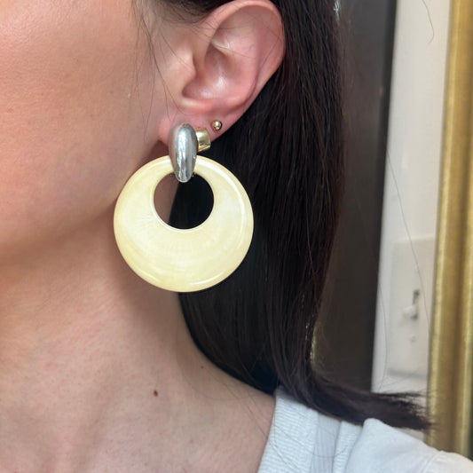 Estate Large Cream Resin Round Earring Charms