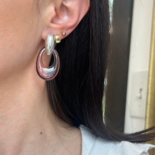 Estate Purple Translucent Amethyst Oval Earring Charms