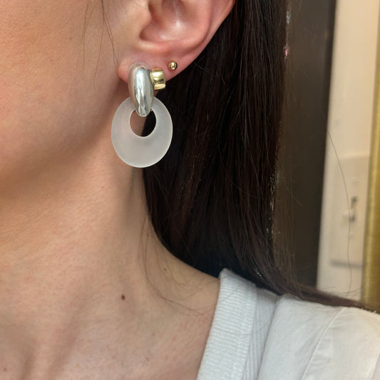 Estate Frosted Crystal Oval Earring Charms