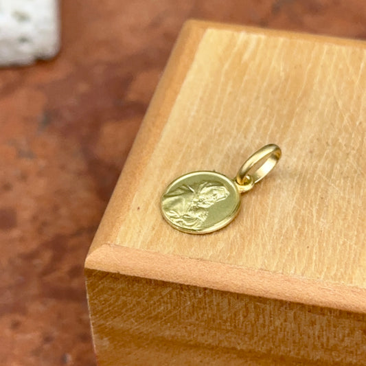 14KT Yellow Gold Ferruzzi Madonnina Matte Medal Pendant Charm 10mm