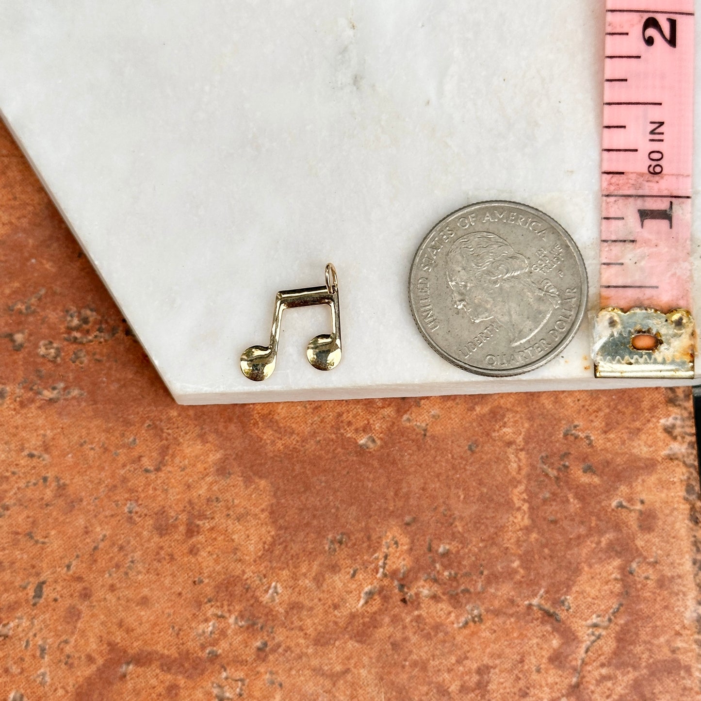 14KT Yellow Gold Polished Music Note Pendant Charm