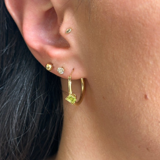 14KT Yellow Gold Bezel Marquise Lab Diamond Stud Tragus Earring - LSJ