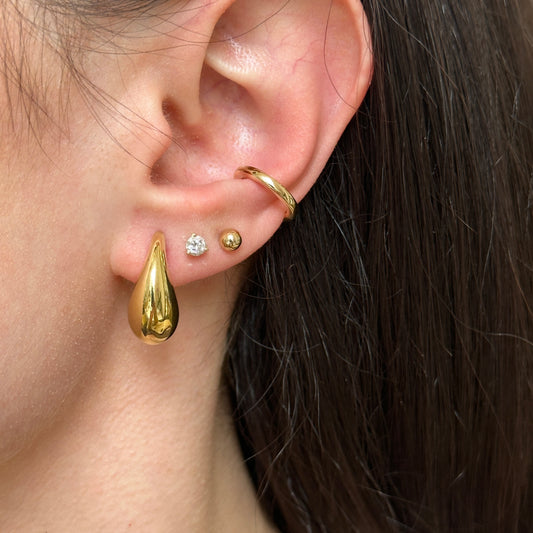14KT Yellow Gold Round Ear Cuff Earring