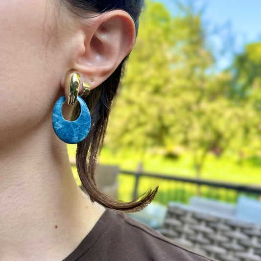 Dyed Blue Howlite Oval Gemstone Earring Charms