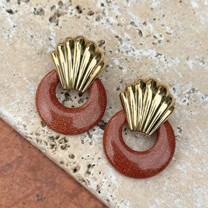 Goldstone Gemstone Round Earring Charms