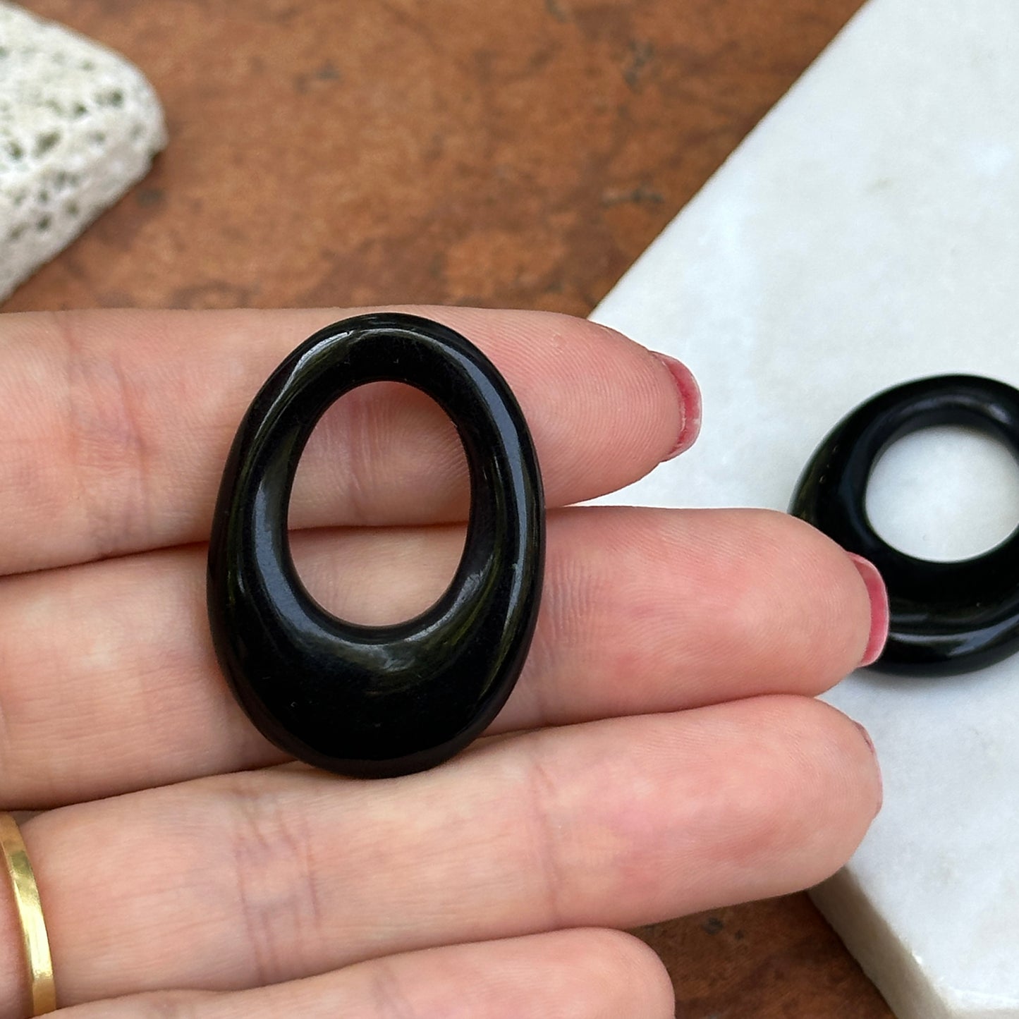 Vintage Black Onyx Oval Earring Charms