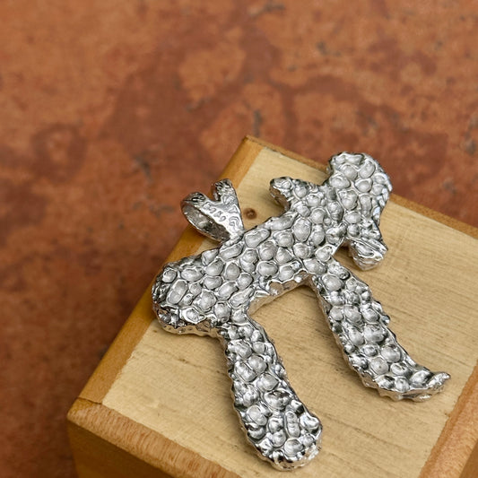 Estate Sterling Silver Nugget Finish Chai Pendant