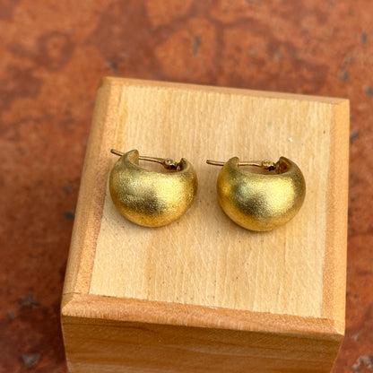14KT Yellow Gold Matte Tapered Huggie Hoop Earrings