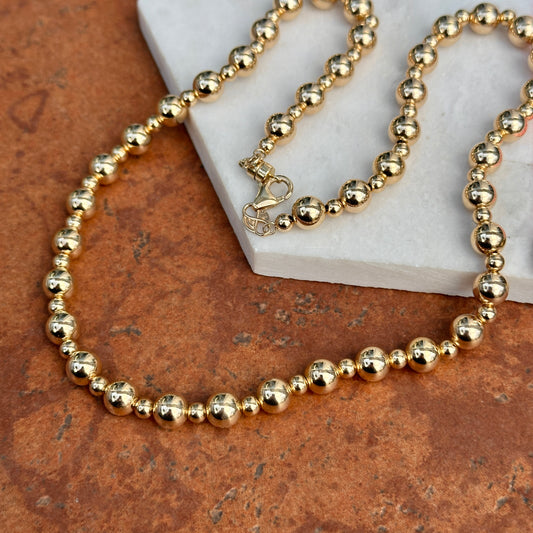 Estate 14KT Yellow Gold 8mm Beaded Ball Chain Necklace