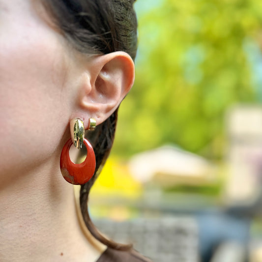 Red Rust Jasper Oval Earring Charms