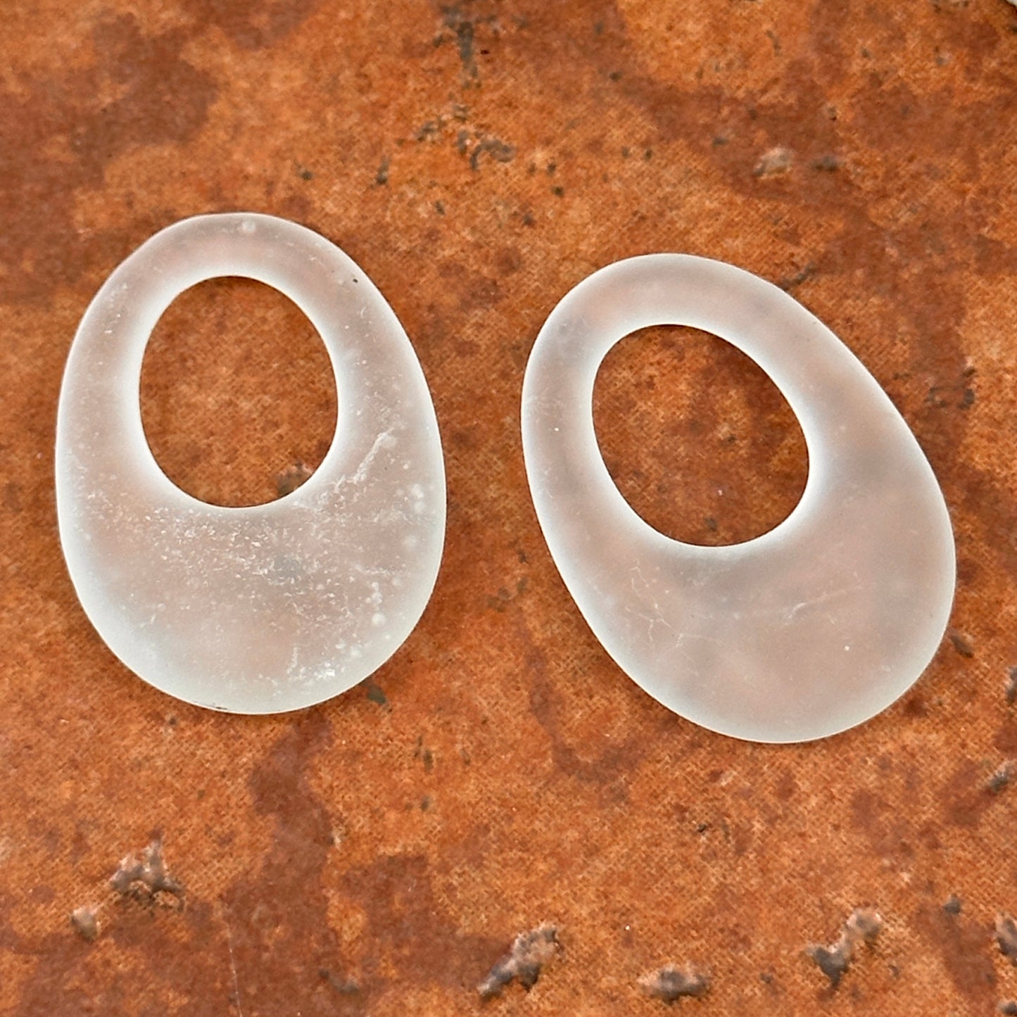 Estate Frosted Crystal Oval Earring Charms