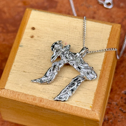 Estate Sterling Silver Nugget Chai Symbol Necklace
