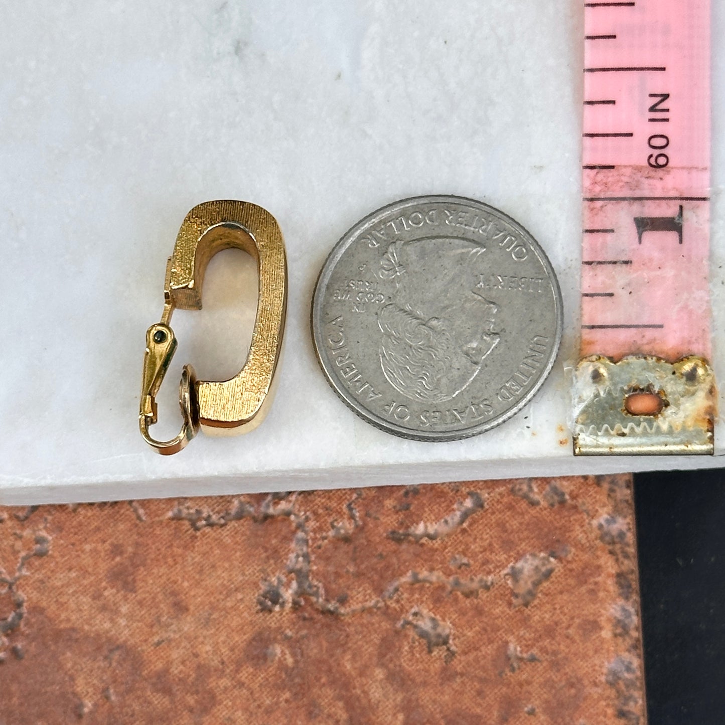 Estate Gold-Tone Half Hoop Clip Back Earrings