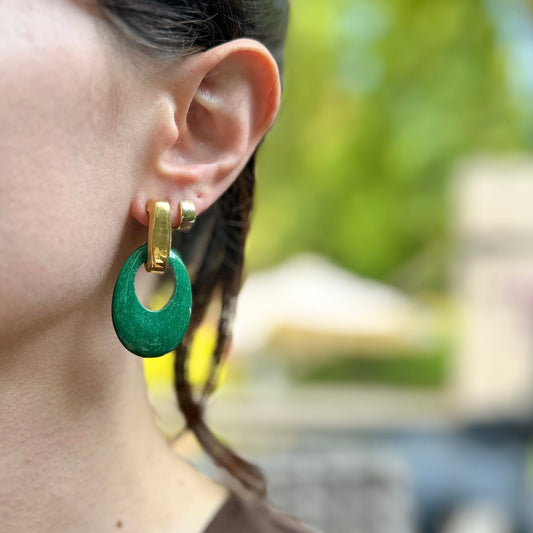 Estate Gold-Tone Half Hoop Clip Back Earrings