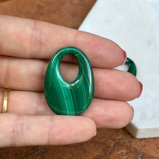 Estate Green Malachite Oval Earring Charms