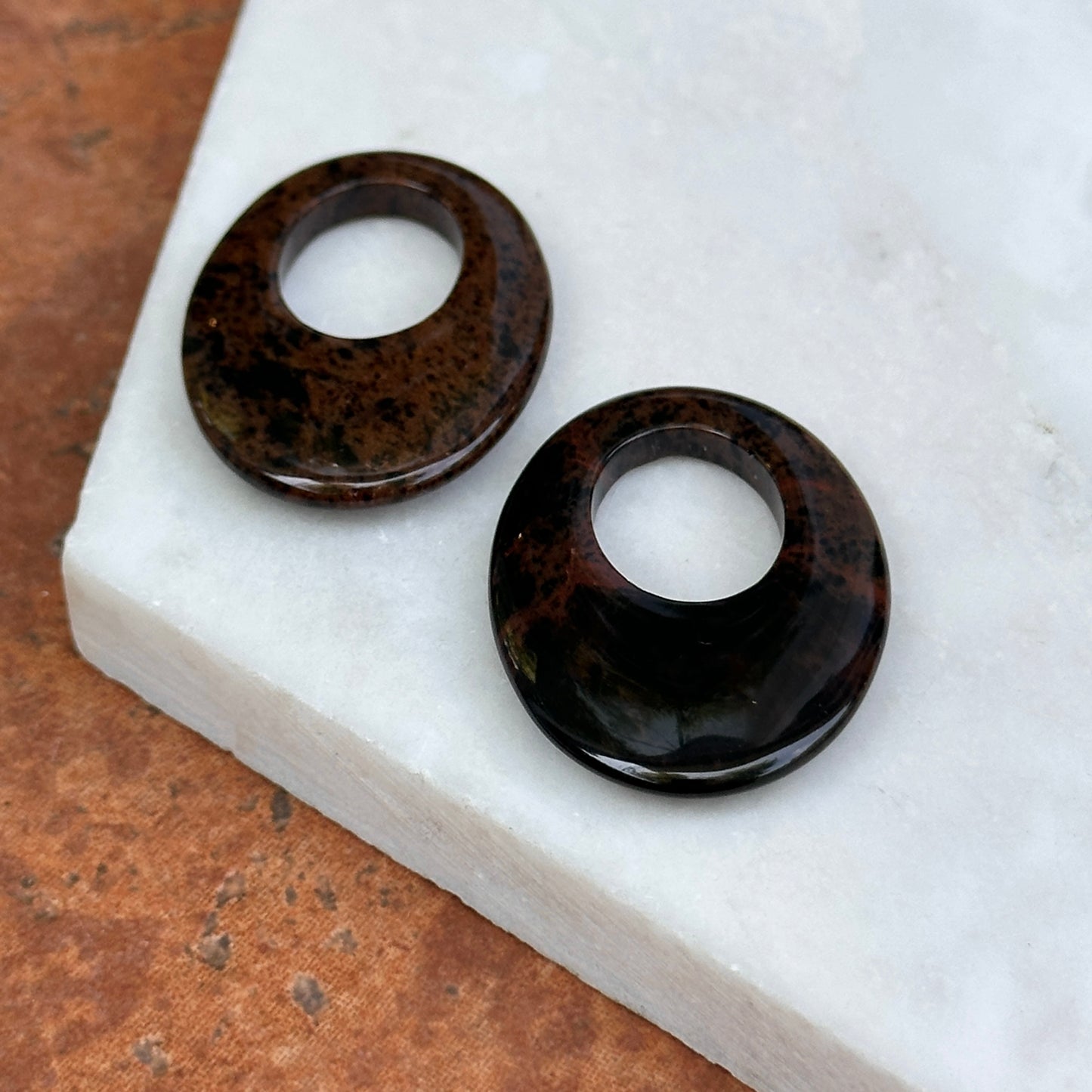 Brown and Black Marbled Jasper Oval Earring Charms