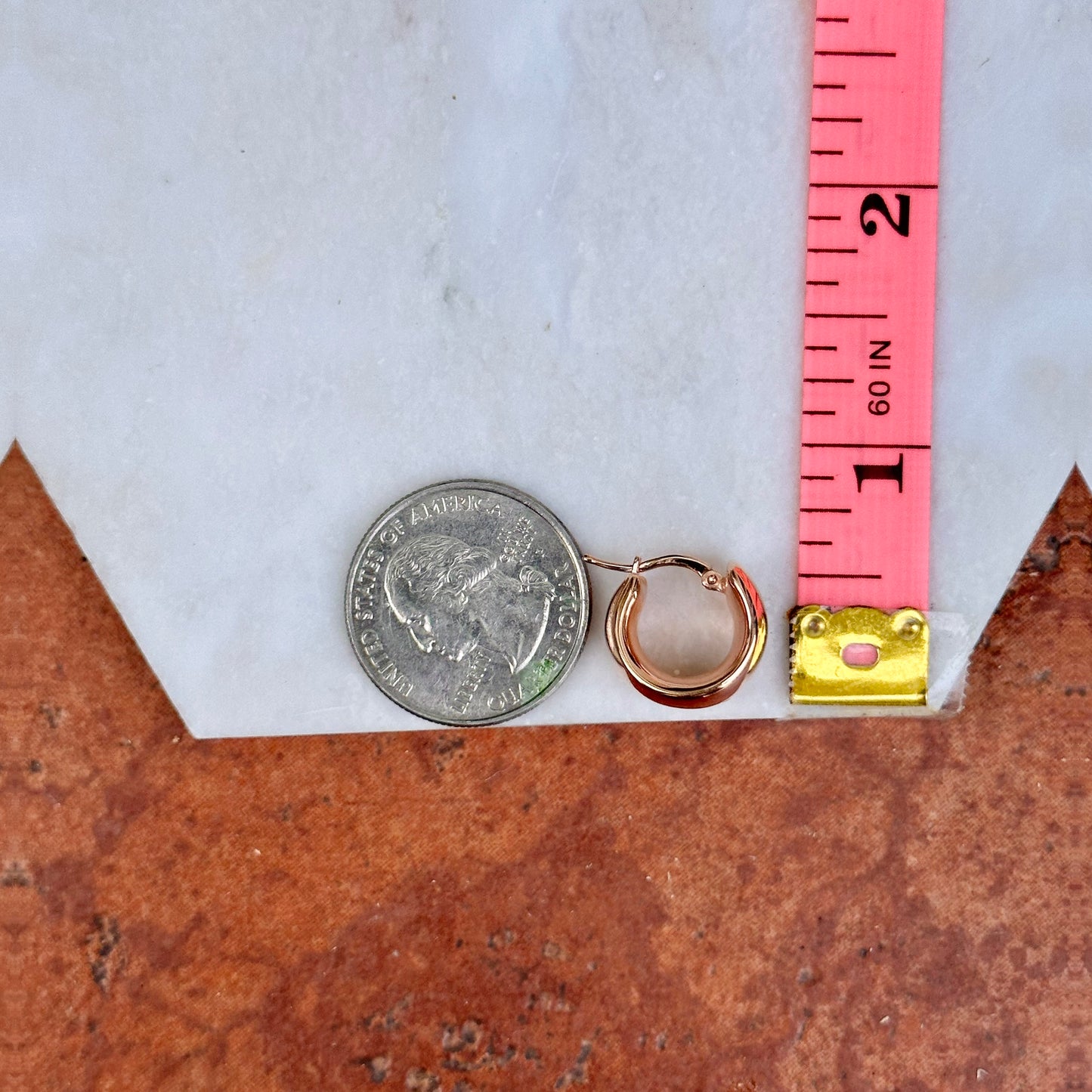 14KT Rose Gold 9.5mm Wide Huggie Hoop Earrings