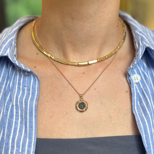 Estate 14K Rose Gold Bezeled Replica Roman Coin Pendant