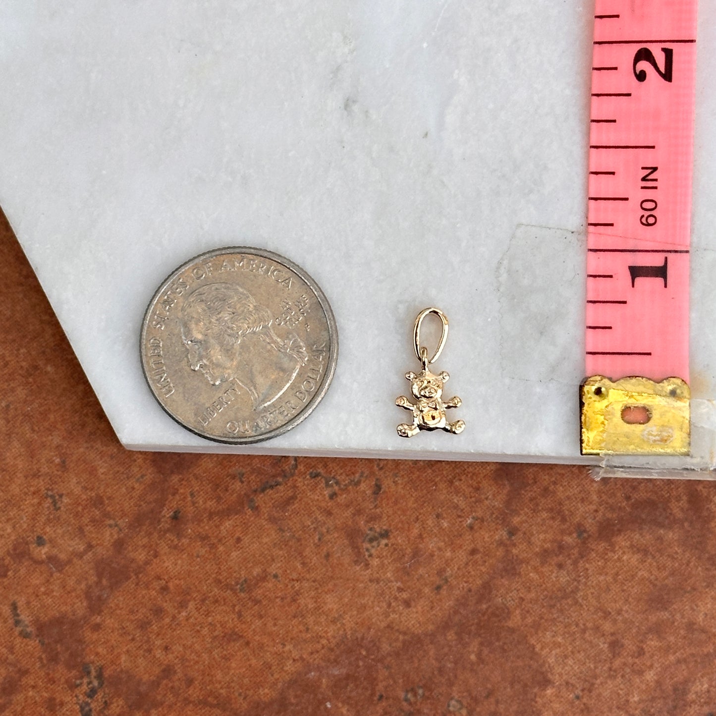 14KT Yellow Gold Teddy Bear Pendant Charm