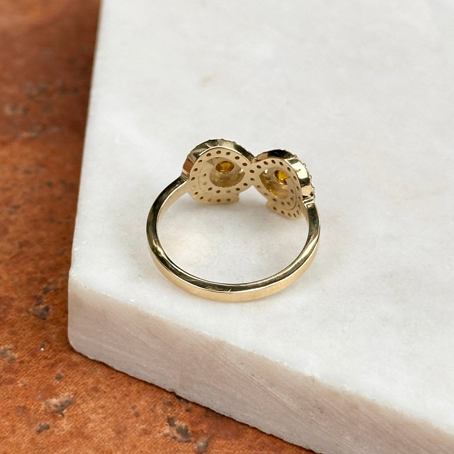 14K Yellow Gold Round Yellow + White Diamond Ring Size 6