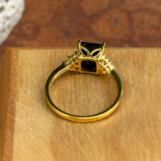 Estate 18KT Yellow Gold Tourmaline + Diamond Accent Ring
