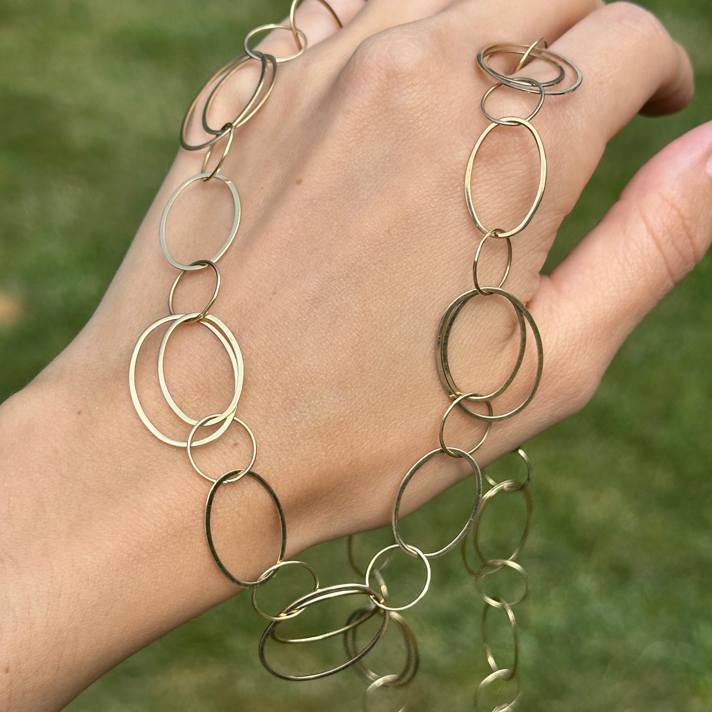 Estate 14KT Yellow Gold Oval Links Chain Necklace 33"