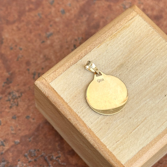 14KT Yellow Gold Matte Mazel Good Luck Pendant Charm