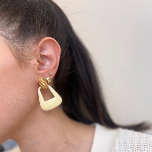 Cream Gemstone Triangle Earring Charms