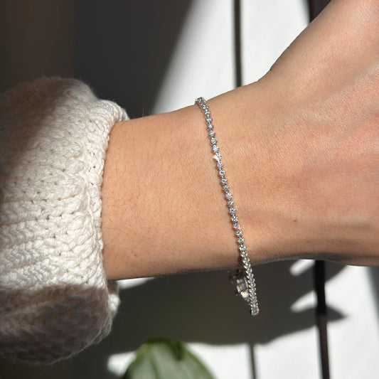 Estate 14KT White Gold Round Lab Diamond Tennis Bracelet