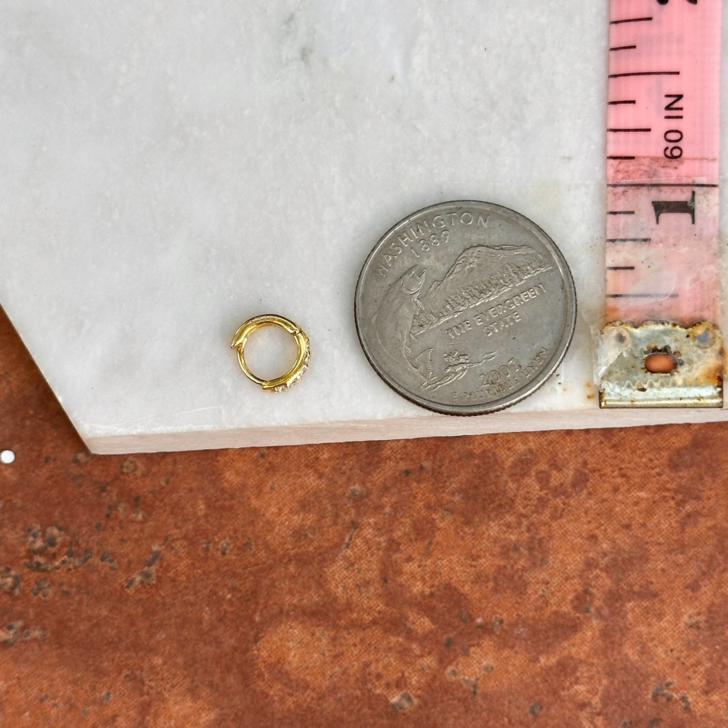 Sterling Silver Yellow Gold-Plated Tiny Cubic Zirconia Huggie Earrings